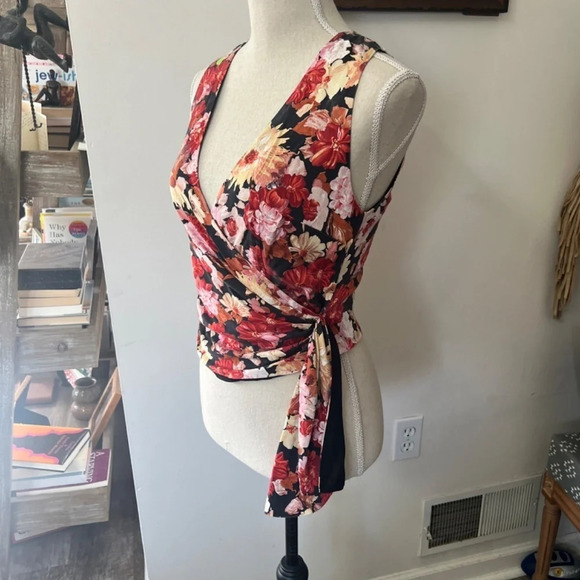 Vintage KAY UNGER Floral Tank with Ruching Detail 42 / 6 - Picture 4 of 5